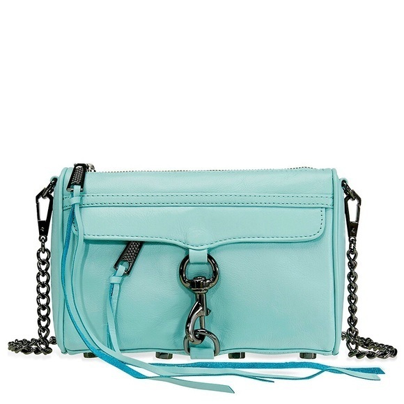Rebecca Minkoff Mini M.A.C. Leather Purse, Sea Mist - Picture 1 of 10